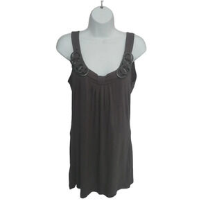 CYC Sleeveless Top  Interlocking Rings Collar Dark Gray M